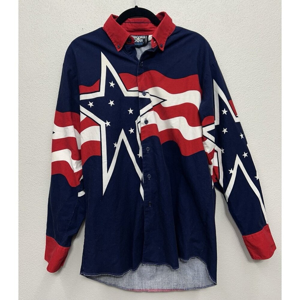 Vintage Brooks & Dunn Panhandle Slim Western Shirt Mens Large 16 1/2 - 35 Stars